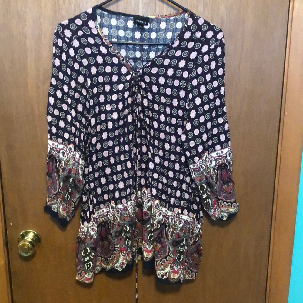 Torrid size 1 boho 3/4 sleeves top